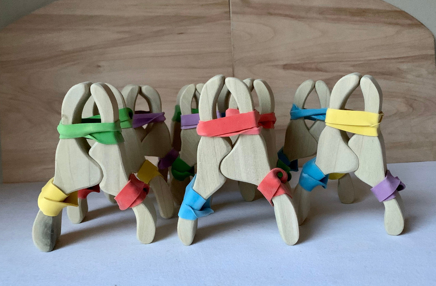 Set of 10 Play clips, clips for playstands, wooden clips