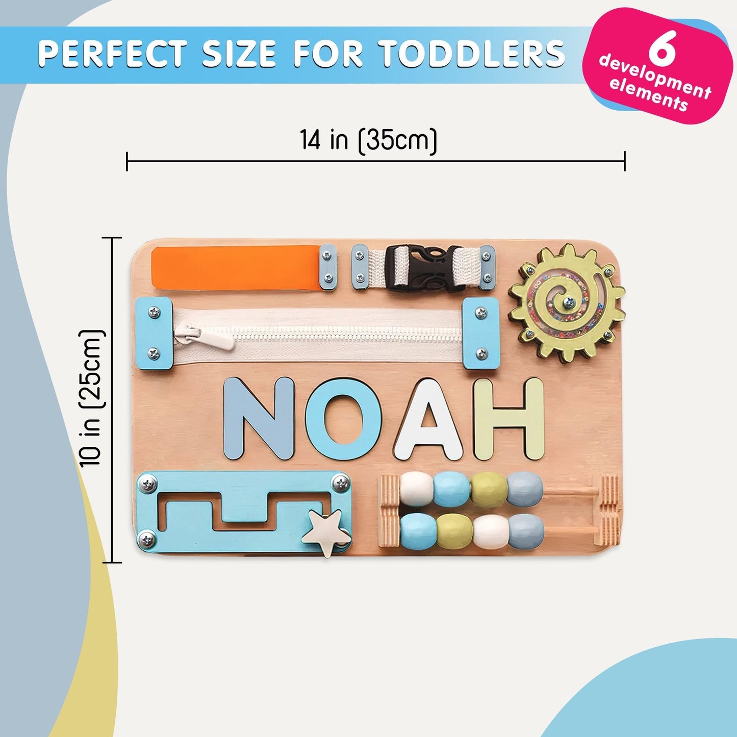 Personalized Baby Boy Gift Busy Board Name Puzzle Toddler, Wooden Montessori Toy, Baby Shower Gift