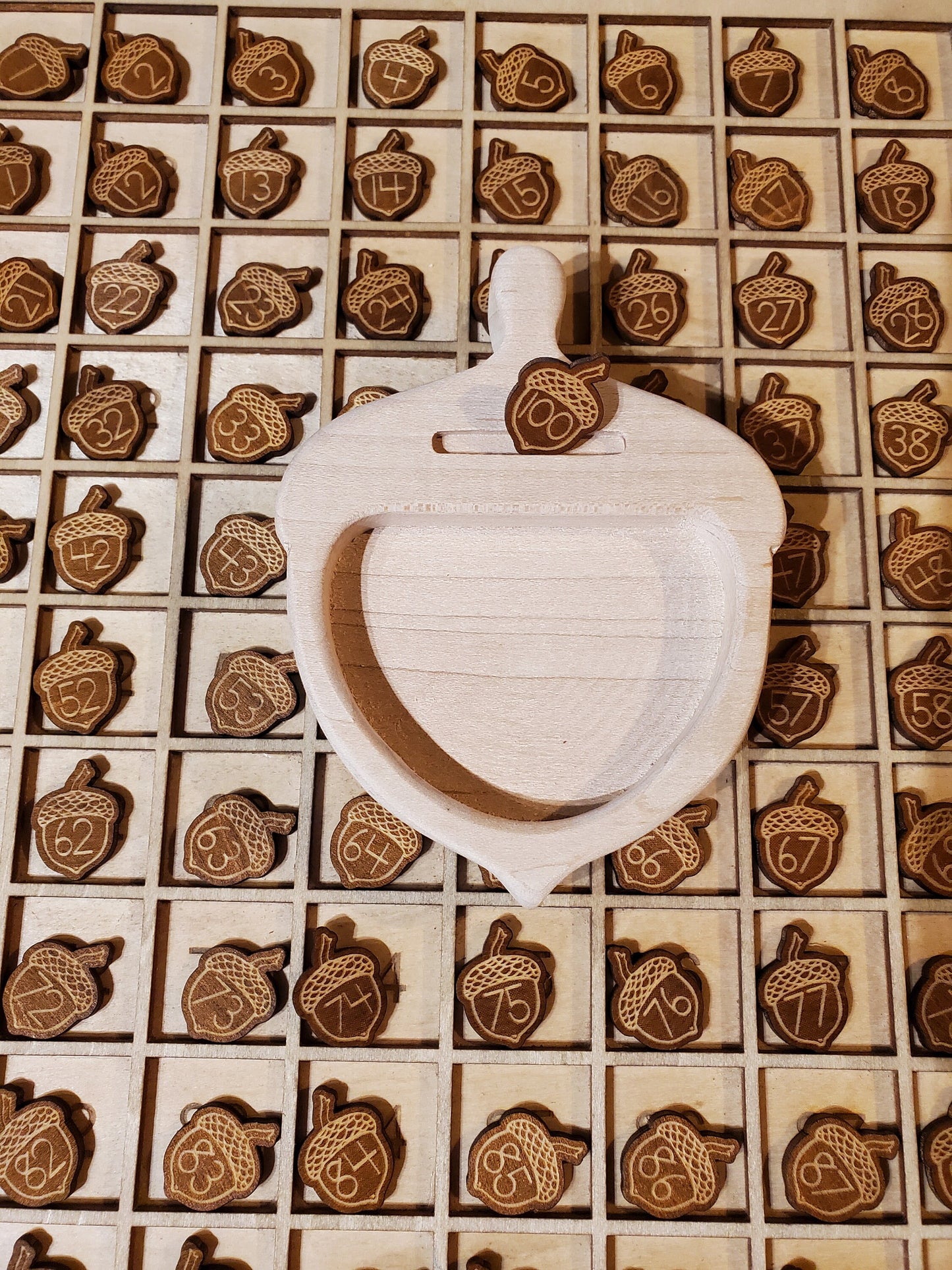 100 alphabet acorn counters loose parts manipulatives, 100 board counters, bag of acorns, sensory play, acorn tokens, montessori letters