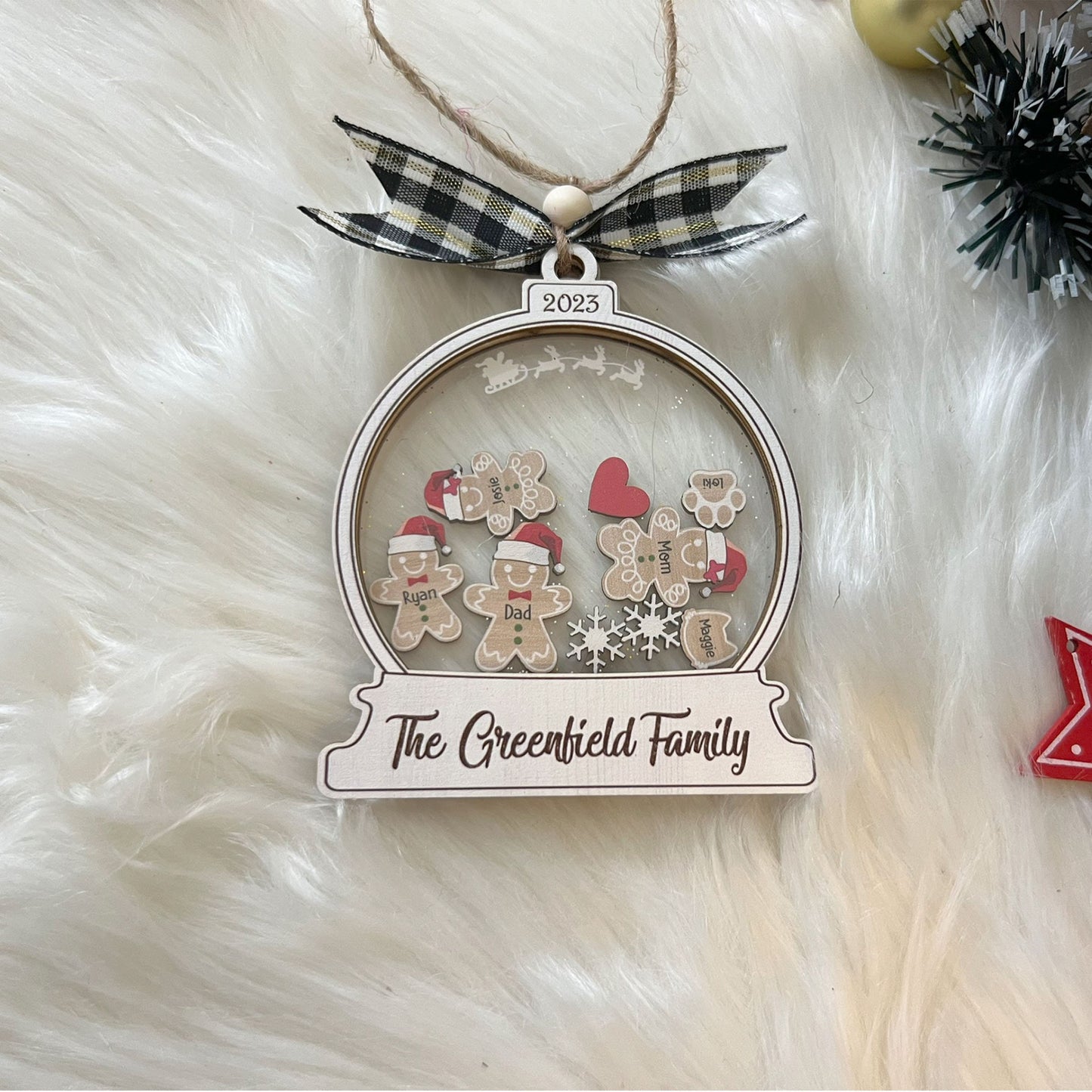 Personalized Gingerbread With Hat Family Christmas Ornament, Custom Family Ornament 2025, 4d Customized Cookie Ornament Gift For Christmas