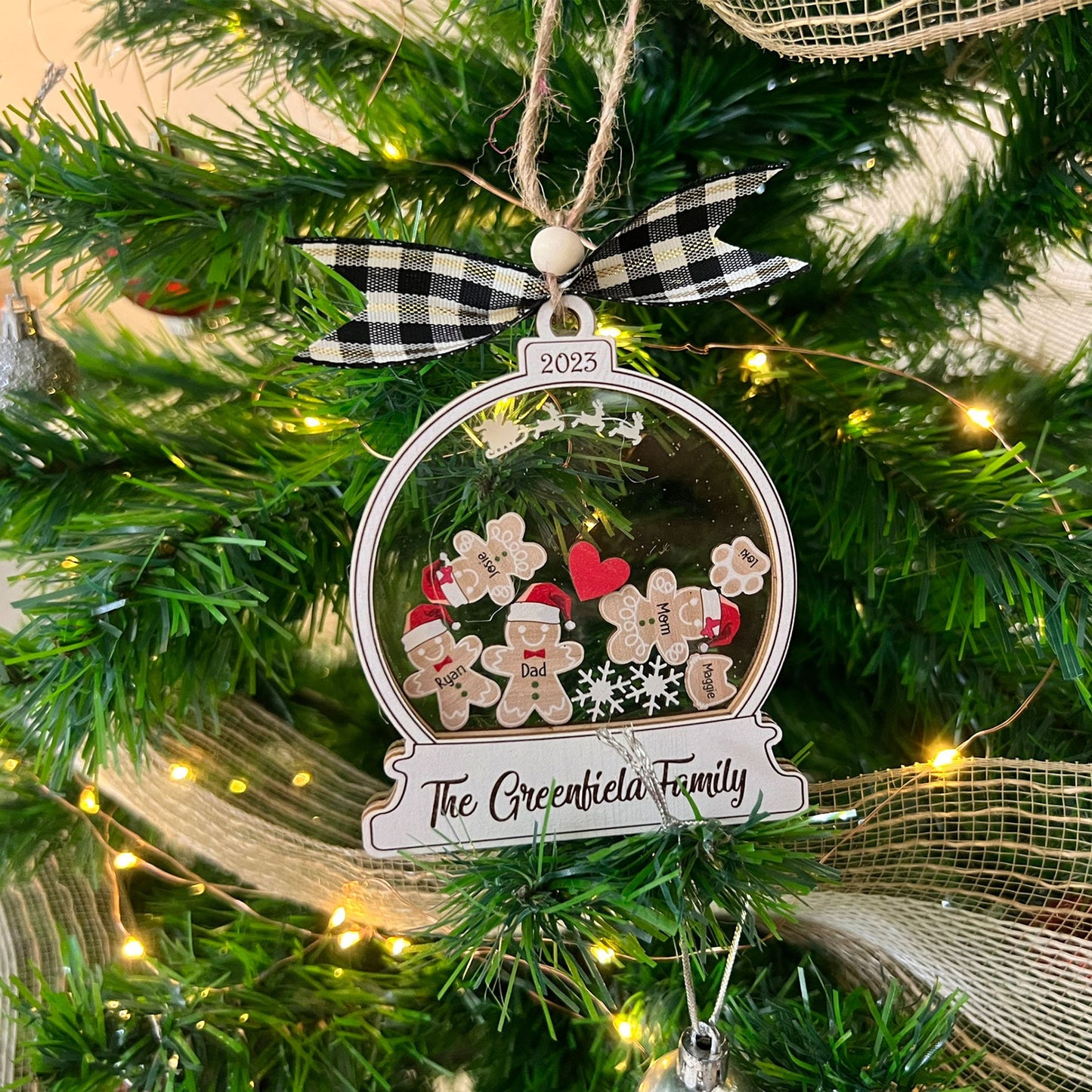 Personalized Gingerbread With Hat Family Christmas Ornament, Custom Family Ornament 2025, 4d Customized Cookie Ornament Gift For Christmas