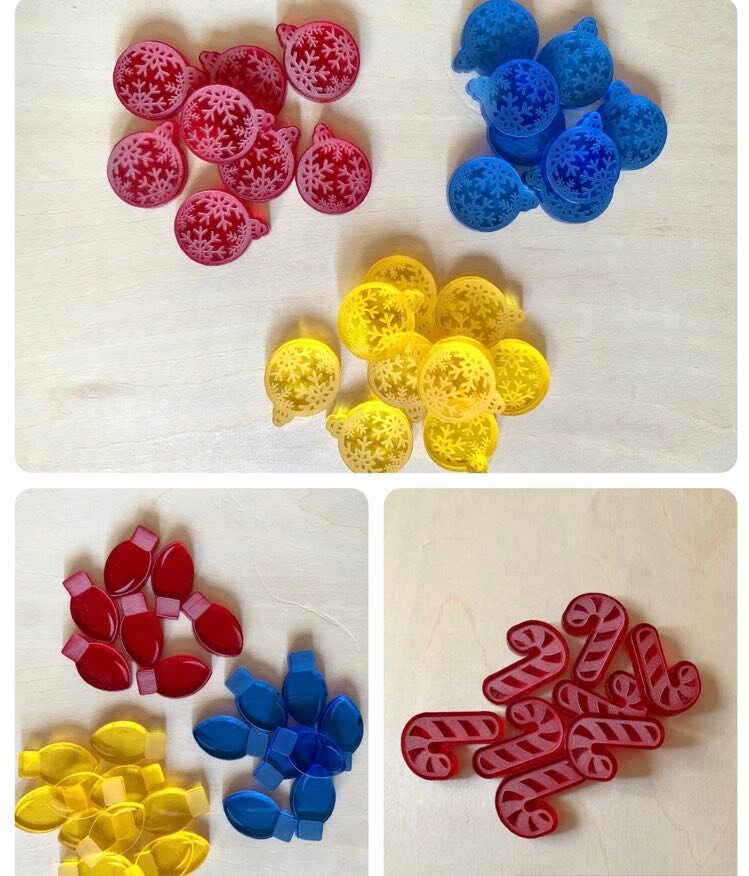 50/100 Acrylic christmas lights, ornaments or candy canes , acrylic maple leaves, acrylic counters, sensory fill, wet play, fizzy play