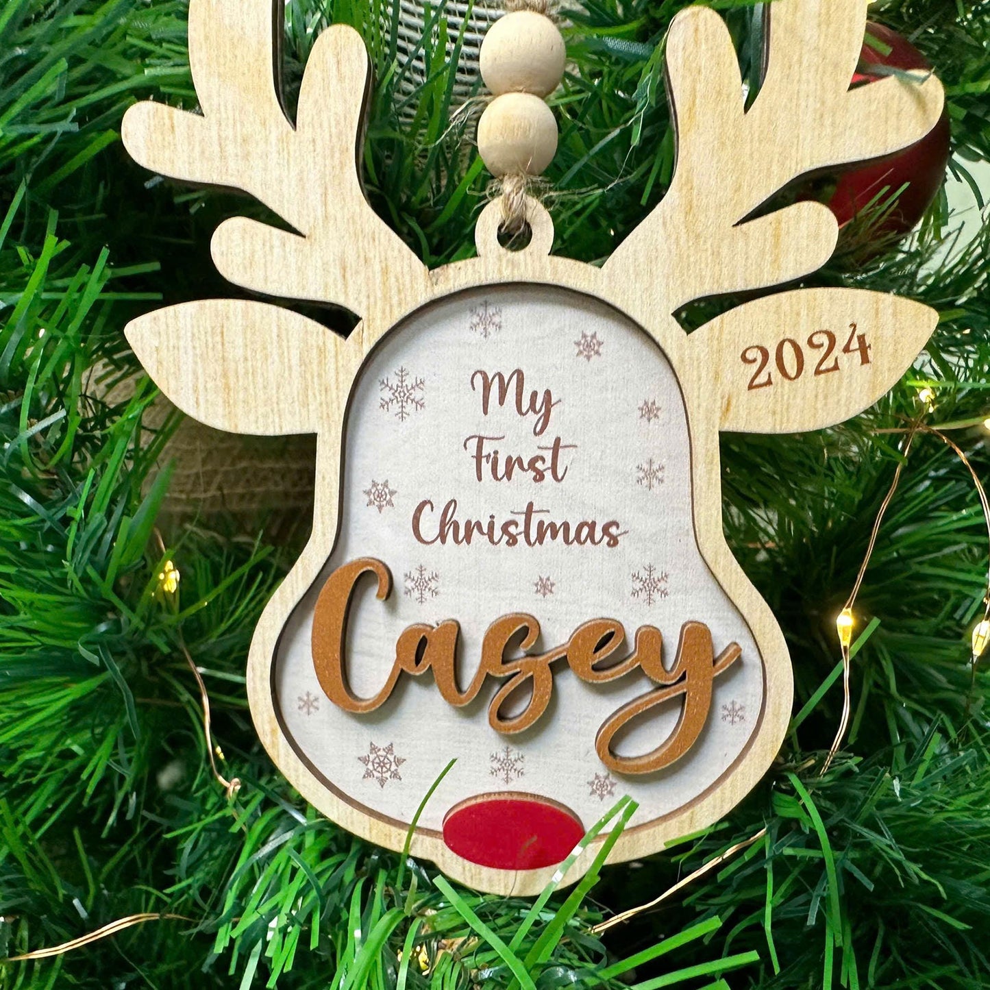 Personalized Reindeer Christmas Ornament, 3d Rudolph Wooden Ornaments, Custom Reindeer Ornament Kids Ornaments, Reindeer Gift Christmas 2024