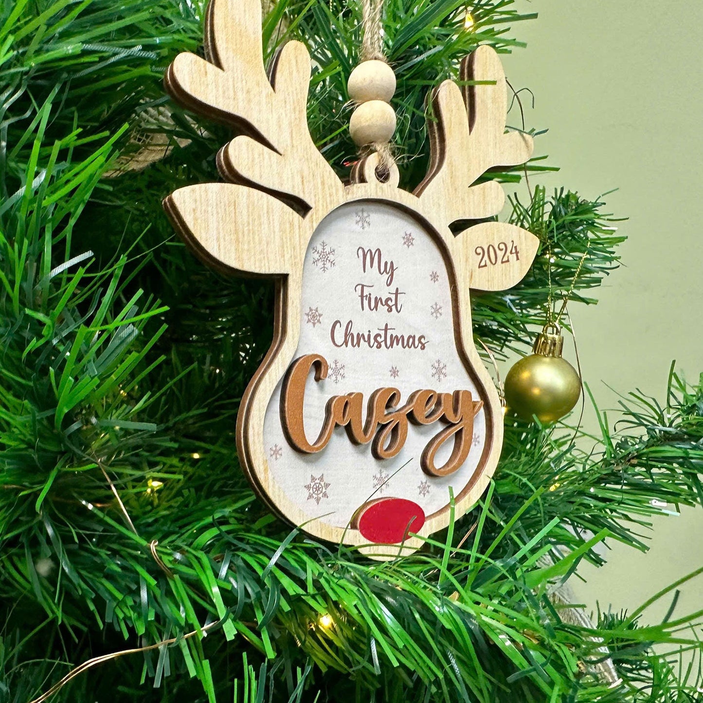 Personalized Reindeer Christmas Ornament, 3d Rudolph Wooden Ornaments, Custom Reindeer Ornament Kids Ornaments, Reindeer Gift Christmas 2024