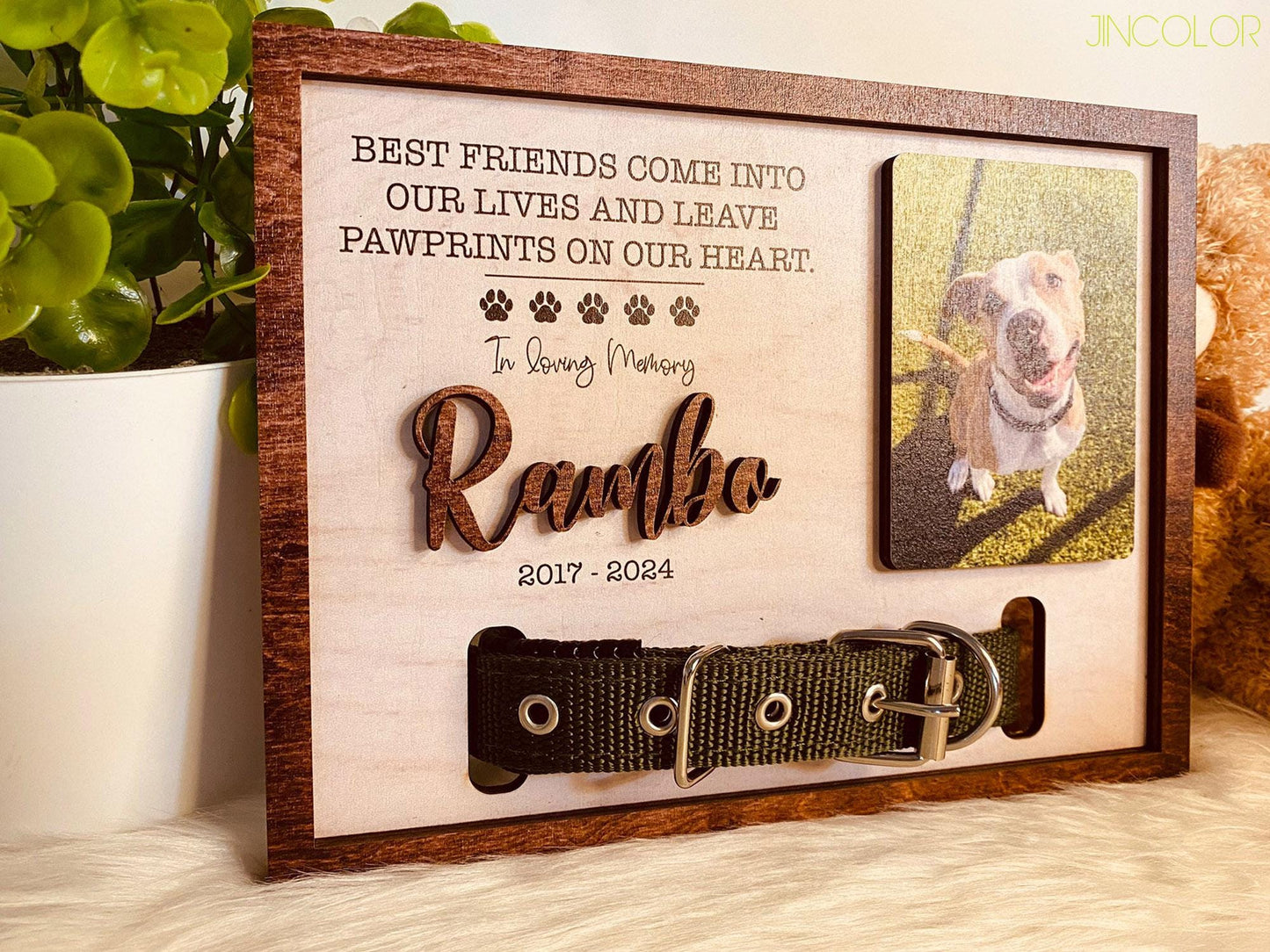 Personalized Dog Memorial Wood Frame With Collar Holder, Memorial Pet Collar Sign With Photo, Dog Memorial Gifts, Pet Loss Gifts