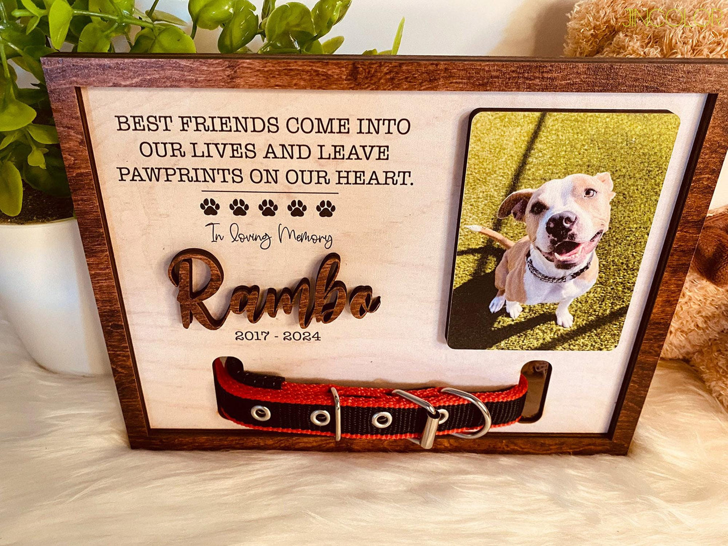 Personalized Dog Memorial Wood Frame With Collar Holder, Memorial Pet Collar Sign With Photo, Dog Memorial Gifts, Pet Loss Gifts