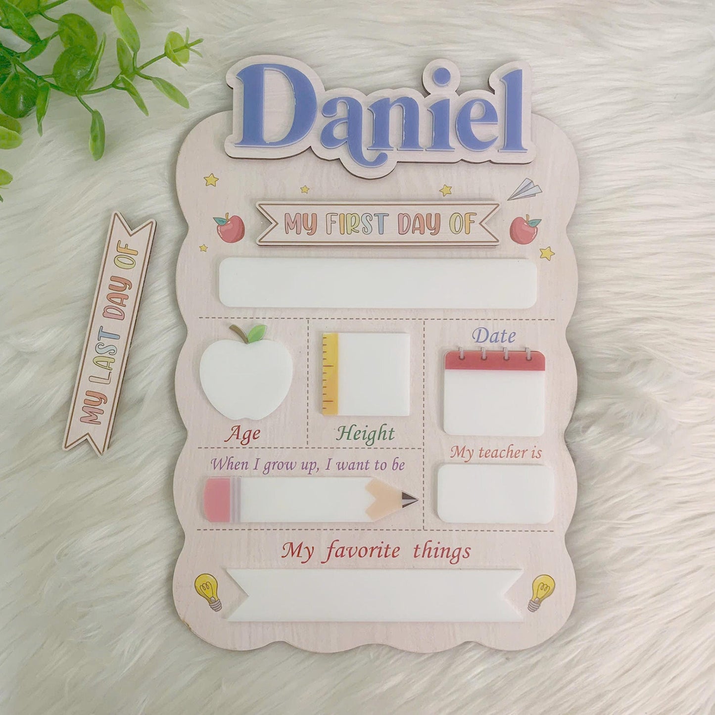 Personalized First Day Of School Sign 2025, Last Day Of School Sign, Name Sign, Back To School Sign, 1st Day Of School Kindergarten Board