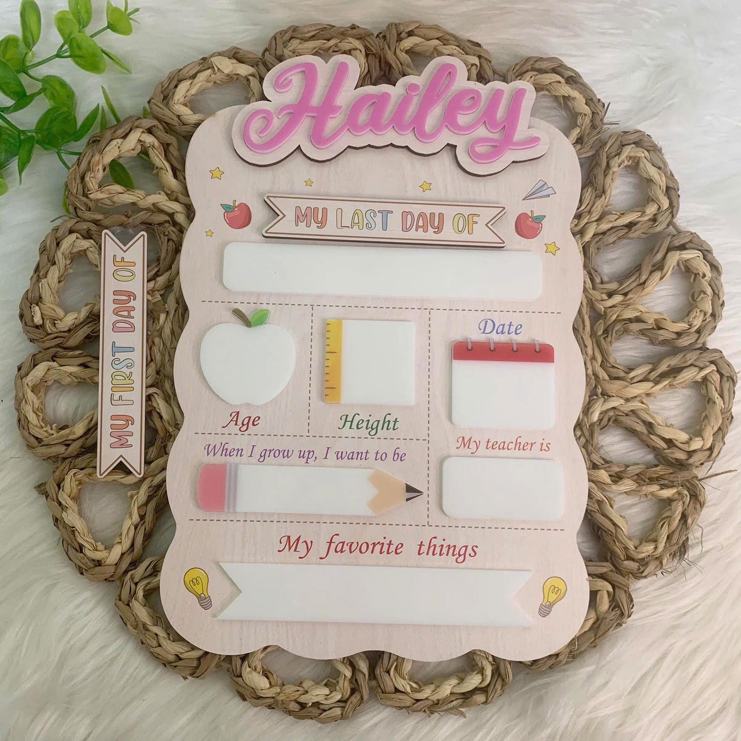 Personalized First Day Of School Sign 2025, Last Day Of School Sign, Name Sign, Back To School Sign, 1st Day Of School Kindergarten Board
