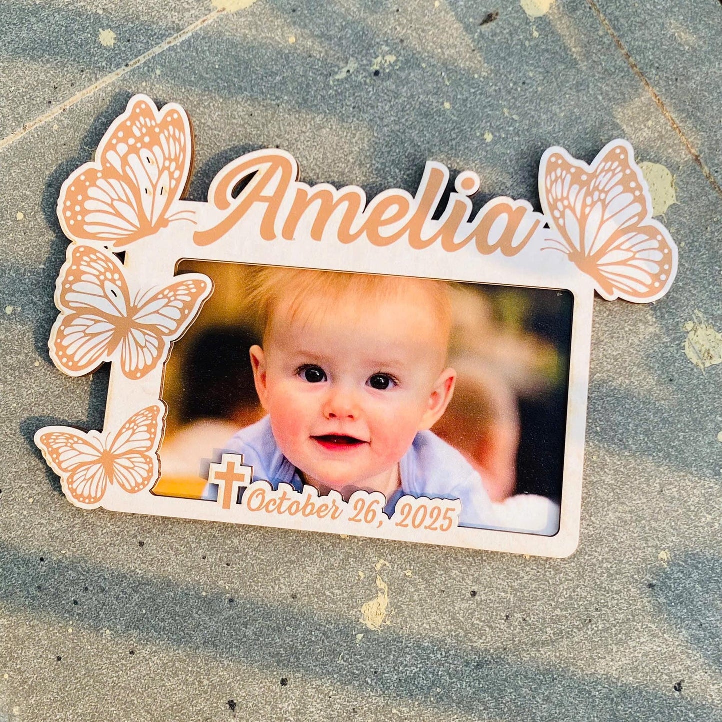 Personalized First Birthday Picture Frame Party Favor Magnet, Baptism Favors, 1st Birthday Favors, Custom Baptism Photo Frame Magnet