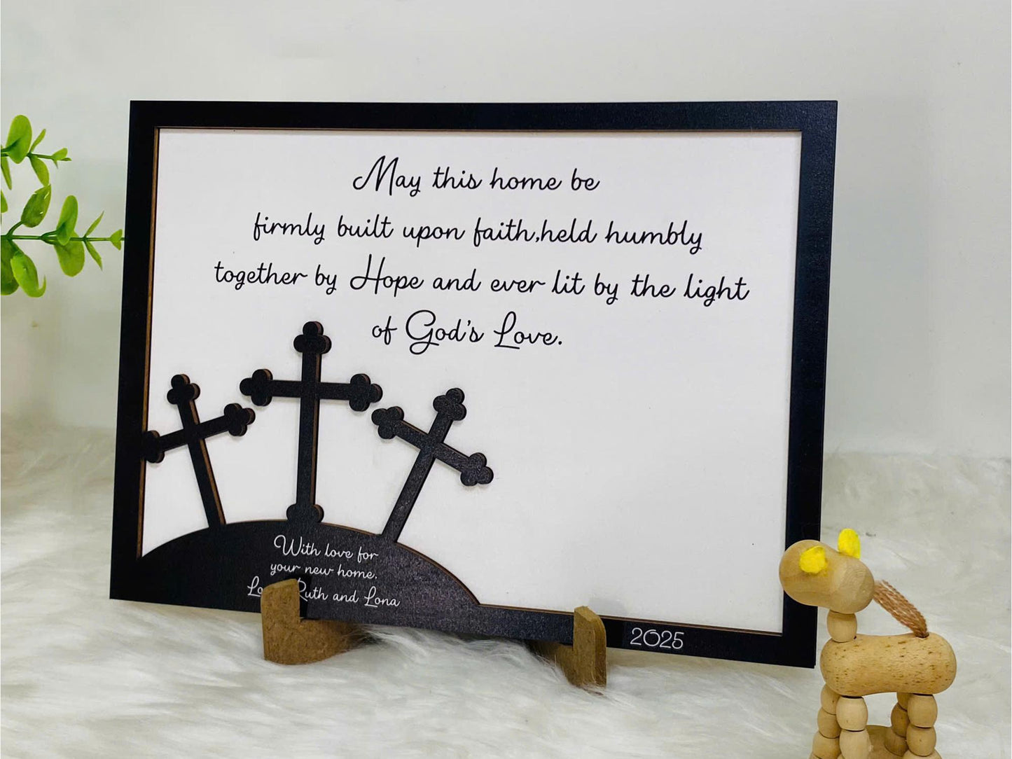Personalized May This Home Be Built On God's Love Sign, Religious Home Blessing Sign, Faith-based Housewarming Gift