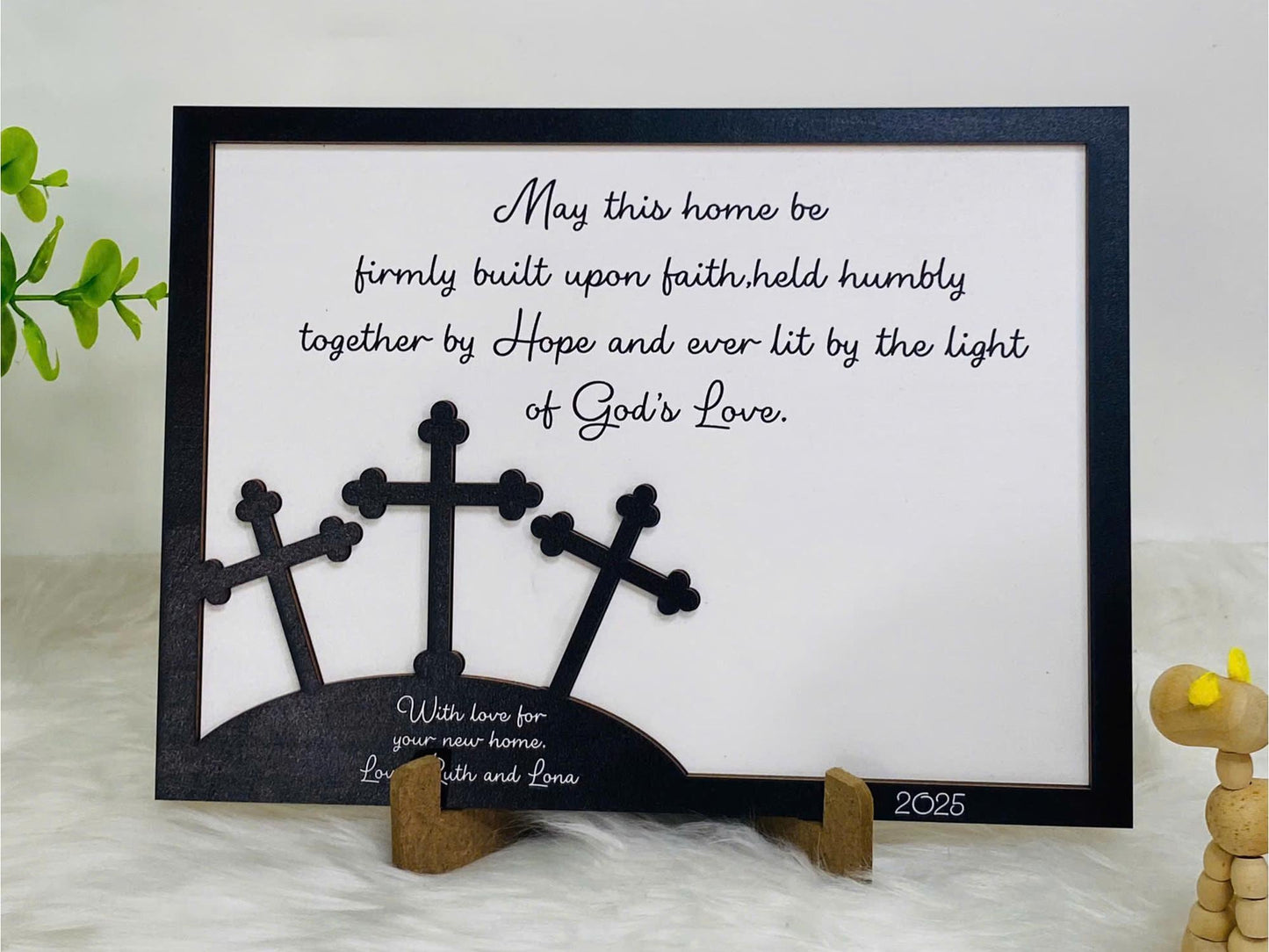 Personalized May This Home Be Built On God's Love Sign, Religious Home Blessing Sign, Faith-based Housewarming Gift