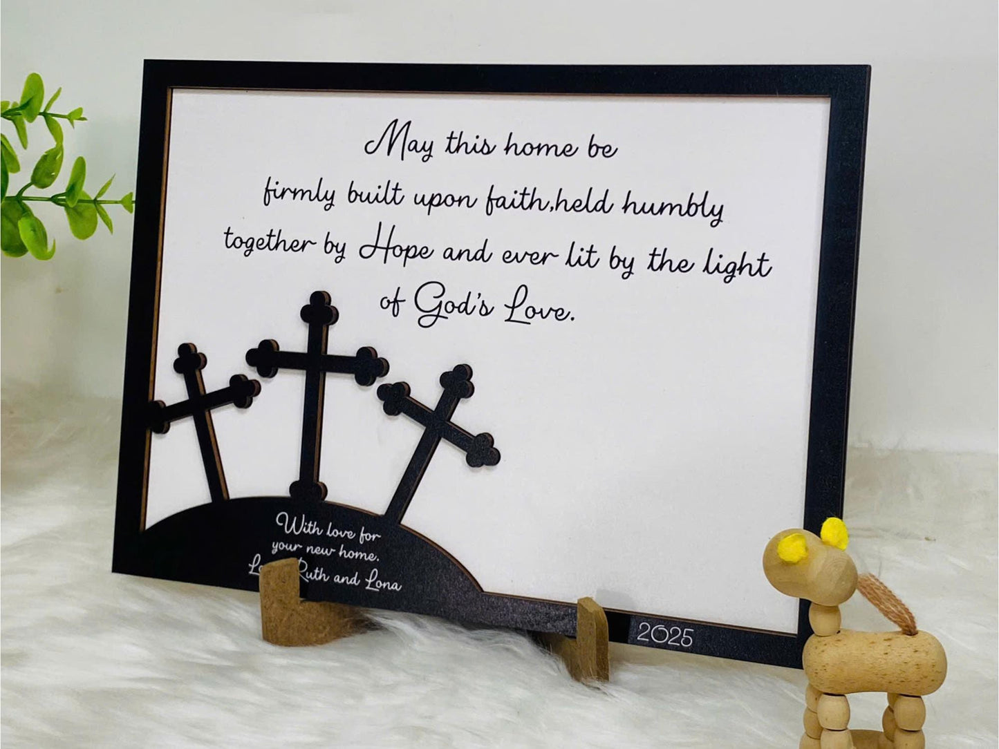Personalized May This Home Be Built On God's Love Sign, Religious Home Blessing Sign, Faith-based Housewarming Gift