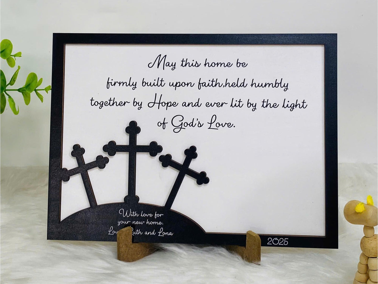 Personalized May This Home Be Built On God's Love Sign, Religious Home Blessing Sign, Faith-based Housewarming Gift