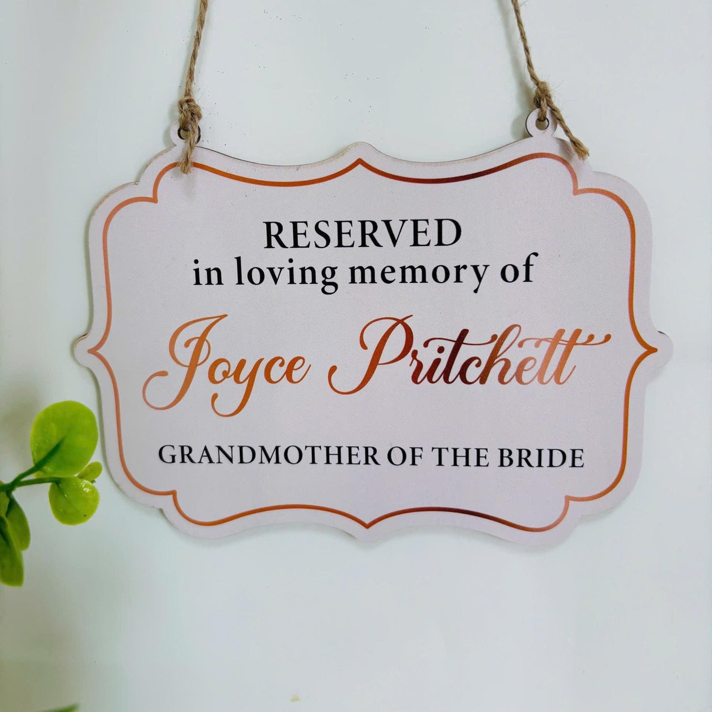Personalized Reserved In Loving Memory Wedding Sign, Reserved Seat Sign, This Seat Is Reserved Memorial Sign, Memorial Hanging Chair Sign
