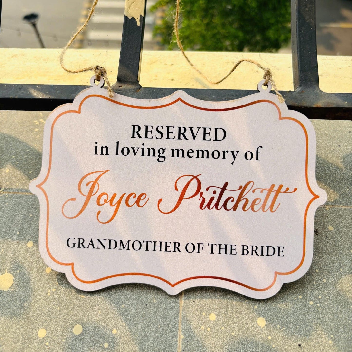 Personalized Reserved In Loving Memory Wedding Sign, Reserved Seat Sign, This Seat Is Reserved Memorial Sign, Memorial Hanging Chair Sign