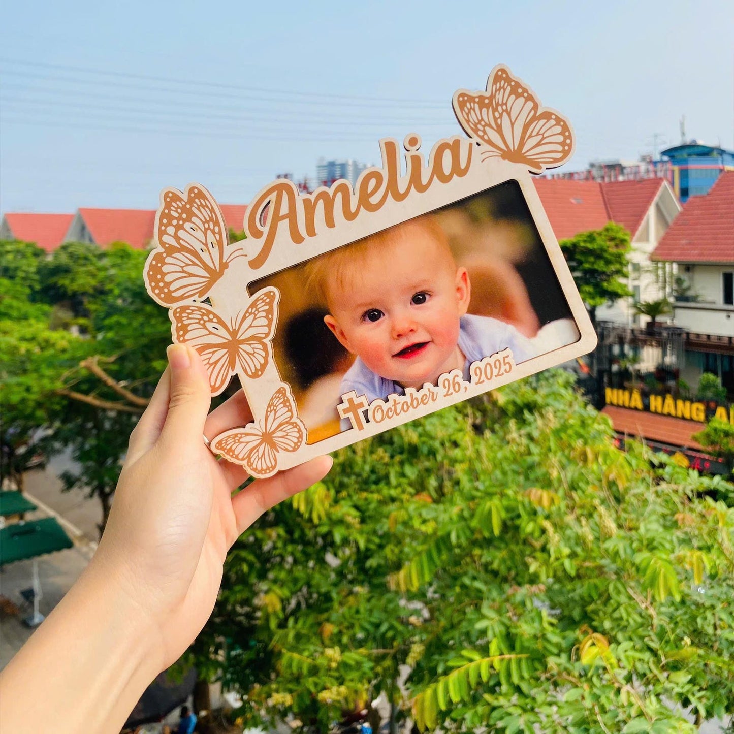 Personalized First Birthday Picture Frame Party Favor Magnet, Baptism Favors, 1st Birthday Favors, Custom Baptism Photo Frame Magnet