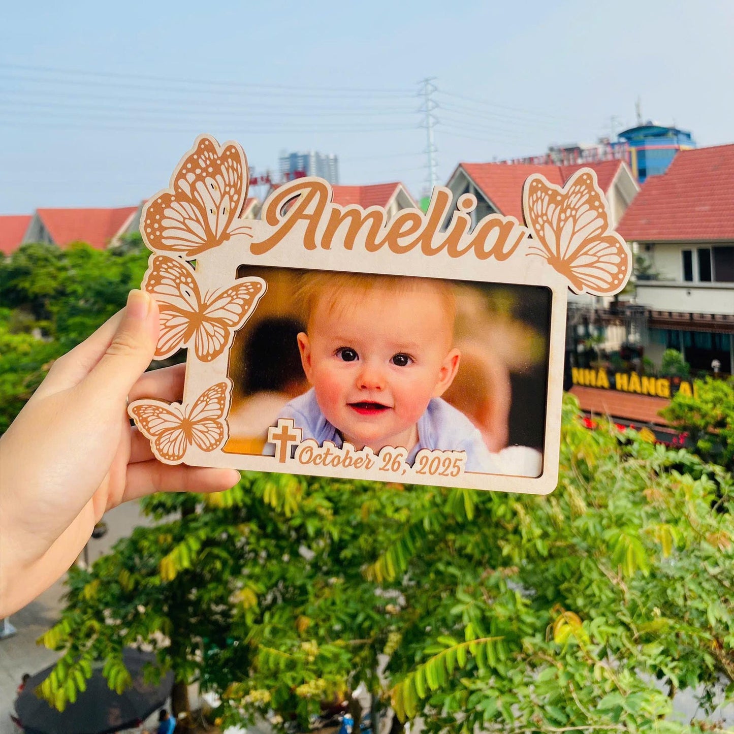 Personalized First Birthday Picture Frame Party Favor Magnet, Baptism Favors, 1st Birthday Favors, Custom Baptism Photo Frame Magnet