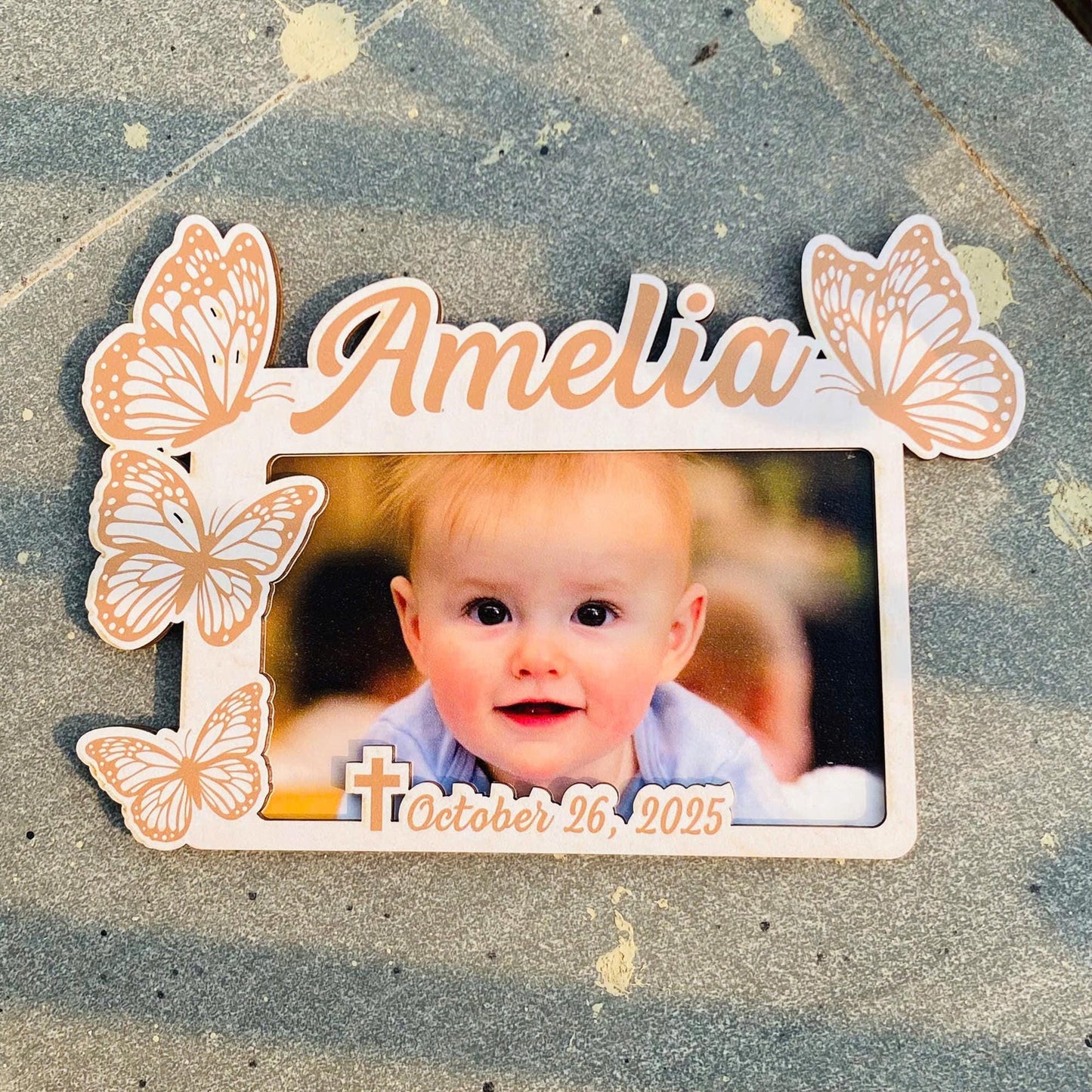 Personalized First Birthday Picture Frame Party Favor Magnet, Baptism Favors, 1st Birthday Favors, Custom Baptism Photo Frame Magnet