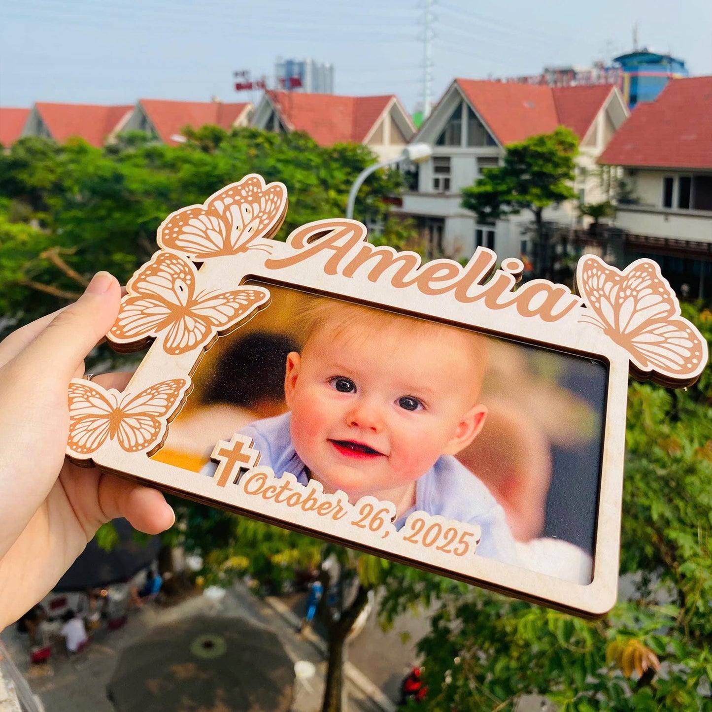 Personalized First Birthday Picture Frame Party Favor Magnet, Baptism Favors, 1st Birthday Favors, Custom Baptism Photo Frame Magnet
