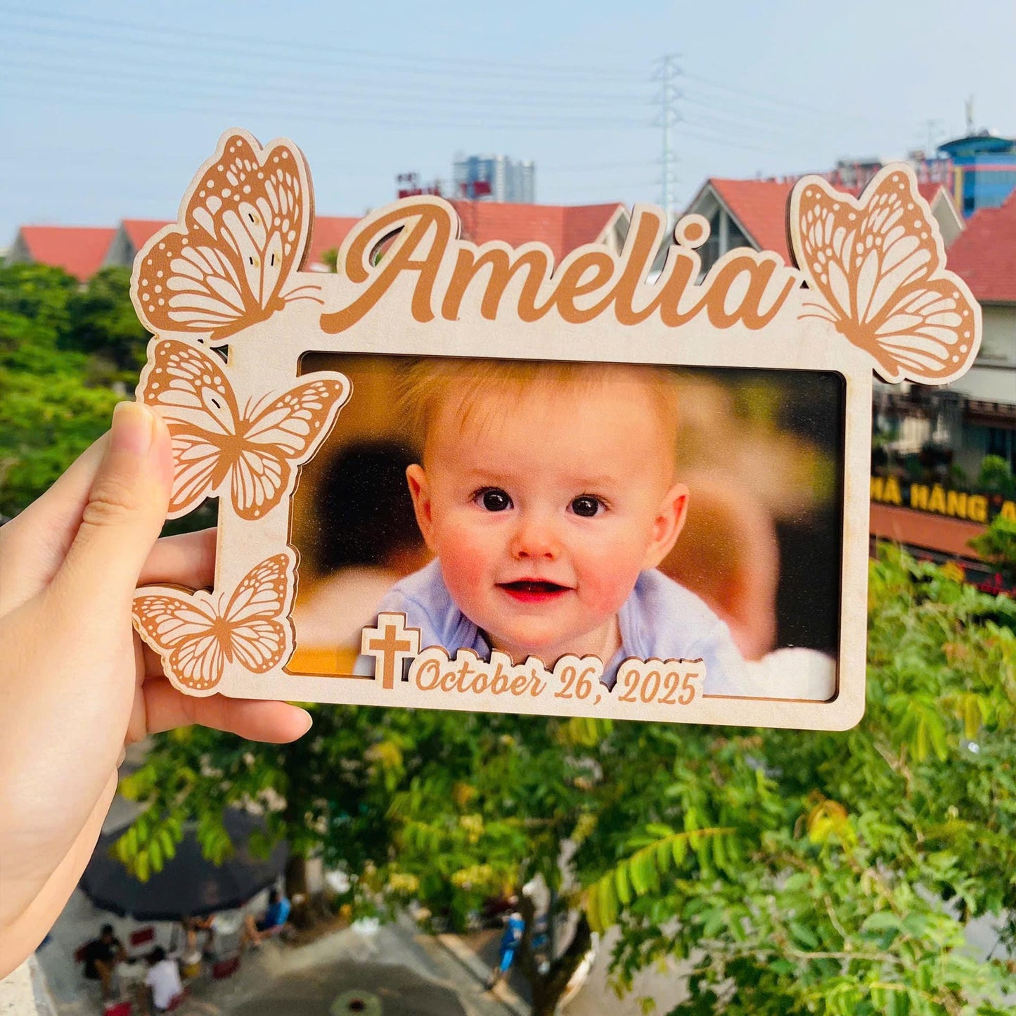 Personalized First Birthday Picture Frame Party Favor Magnet, Baptism Favors, 1st Birthday Favors, Custom Baptism Photo Frame Magnet