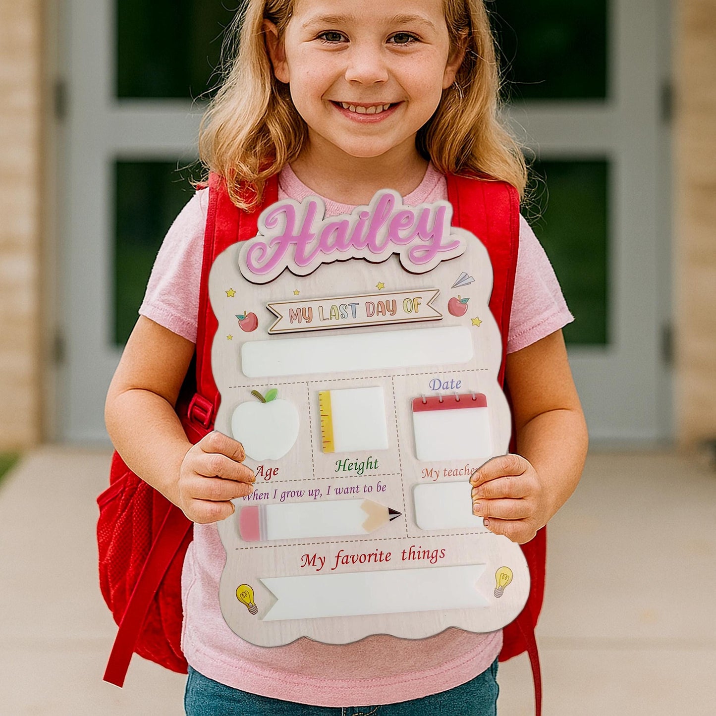 Personalized First Day Of School Sign 2025, Last Day Of School Sign, Name Sign, Back To School Sign, 1st Day Of School Kindergarten Board