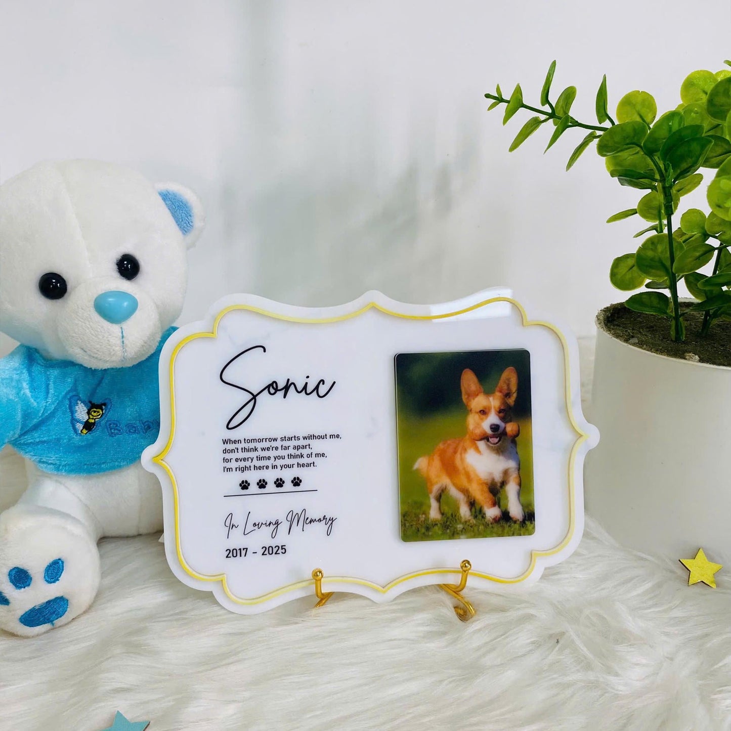 Personalized Pet Memorial Plaque, Custom Acrylic Photo Gift, Dog Or Cat Loss Sympathy Keepsake, Personalized Tribute Sign