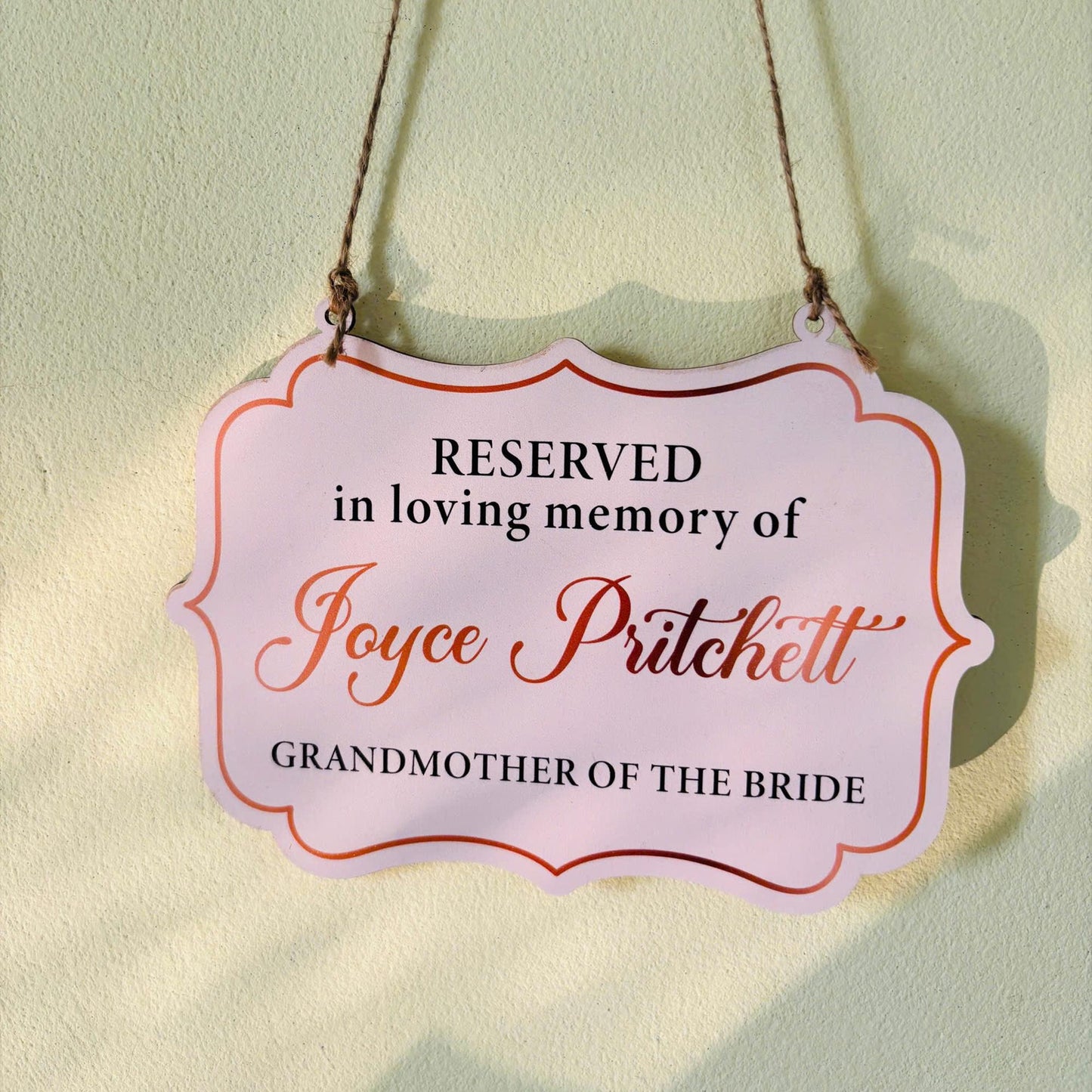 Personalized Reserved In Loving Memory Wedding Sign, Reserved Seat Sign, This Seat Is Reserved Memorial Sign, Memorial Hanging Chair Sign