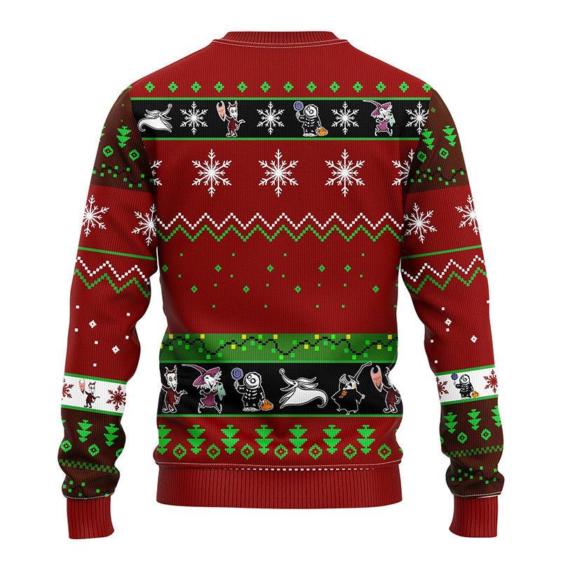 Jack Skellington's Christmas Plan Ugly Sweater, Jack Skellington Nightmare Before Christmas Ugly Sweater, Horror Christmas Crew Neck Ugly Sweater
