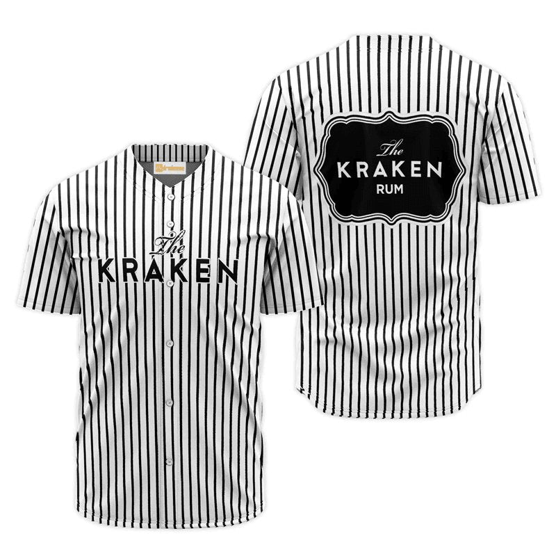 Kraken Rum Black And White Striped Baseball Jersey Shirts, Kraken Rum Black Striped Baseball Jersey, Kraken Rum Unisex Baseball Jersey