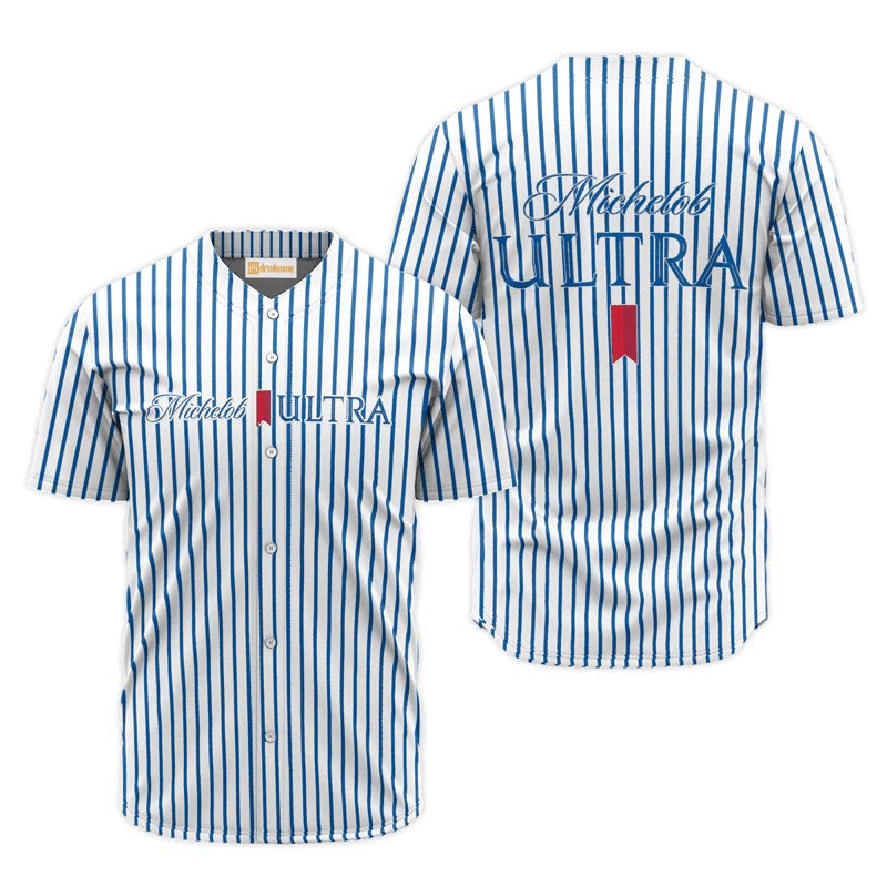 Michelob Ultra Blue And White Striped Baseball Jersey Shirts, Michelob Ultra Beer Striped Baseball Jersey, Michelob Ultra Unisex Baseball Jersey