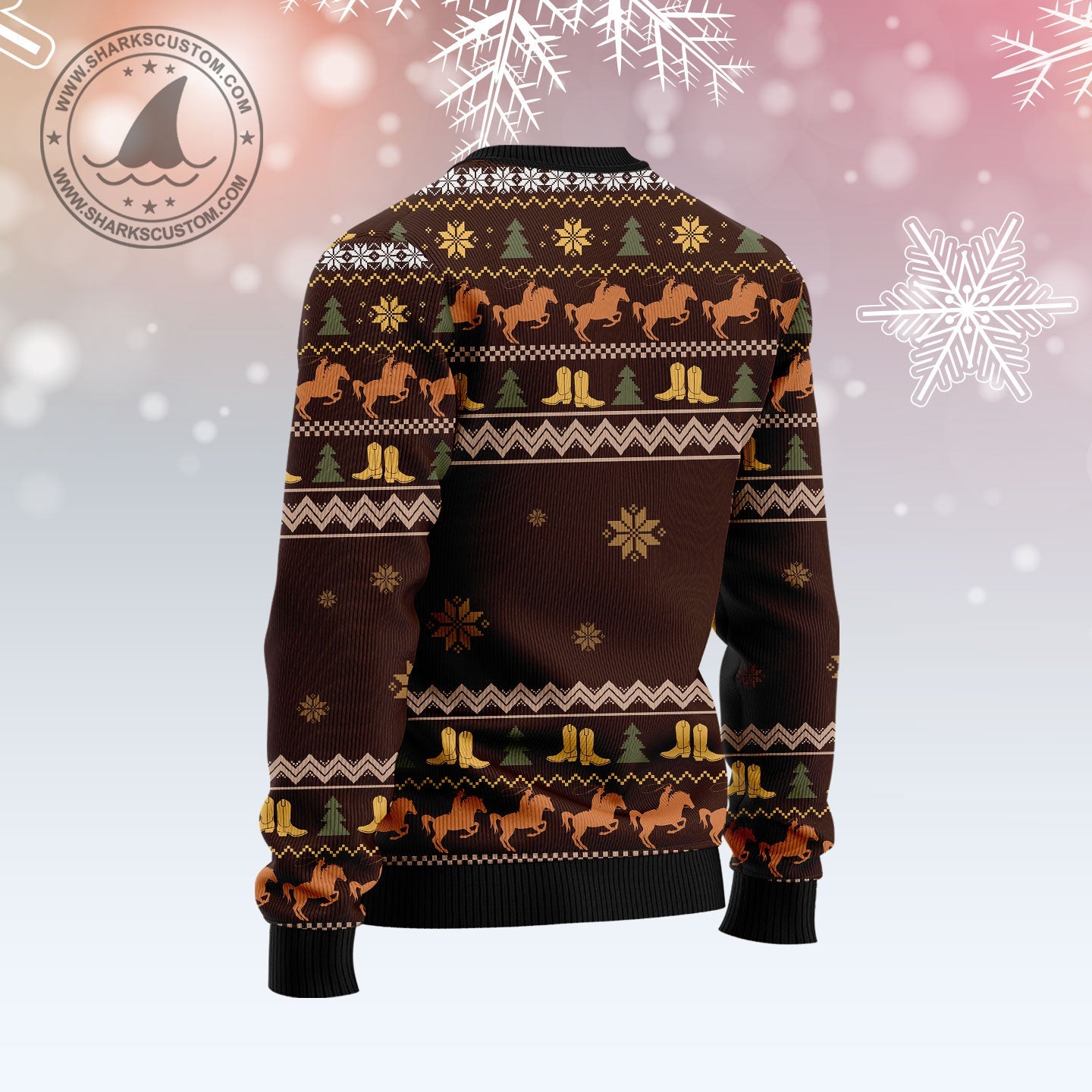 Cowboy Boots Merry Christmas Y'all Ugly Sweater, Western Cowboy Vintage All-over Printed Ugly Sweater, Cowboy Xmas Crewneck Knitted Ugly Sweater