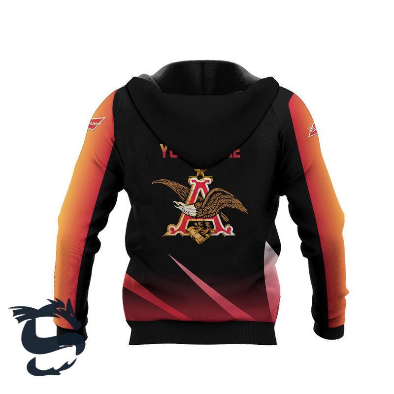 Personalized Budweiser Esport Style 3D Hoodie, Budweiser Logo Black Red Pullover Hooded Sweatshirt, Budweiser Beer Logo 3D Printed Zip Hoodie