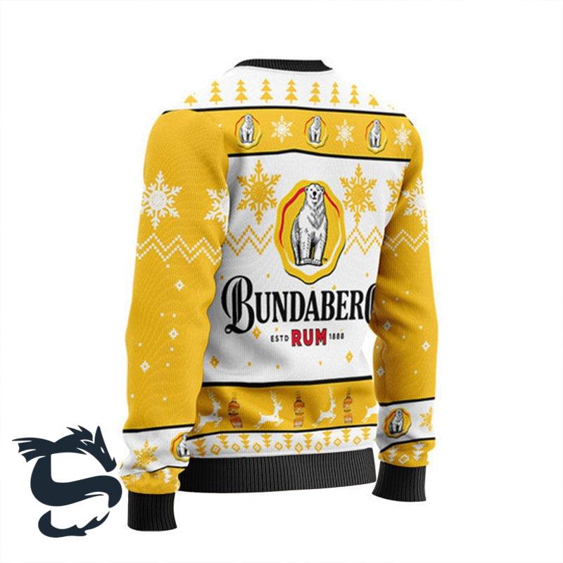 Bundaberg Rum Logo Yellow Ugly Christmas Sweater, Bundaberg Rum All-over Printed Ugly Sweater, Bundaberg Rum Crewneck Knitted Ugly Sweater