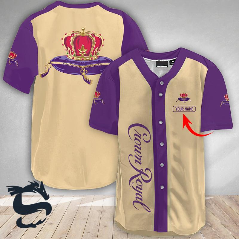 Personalized Crown Royal Baseball Jersey Shirt, Crown Royal Whisky Logo 3d Printed Baseball Jersey, Crown Royal Unisex Baseball Jersey