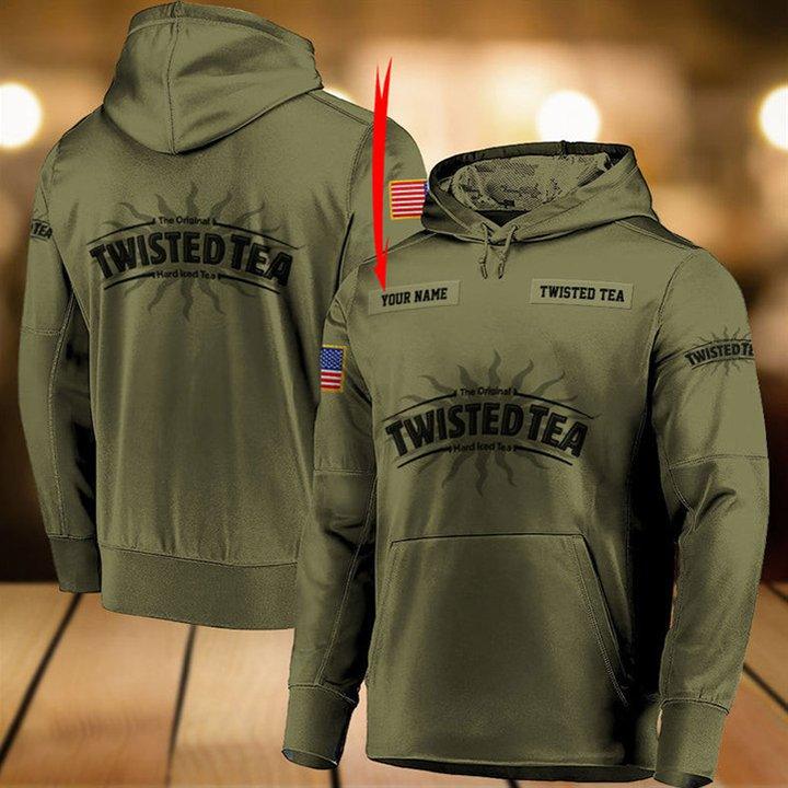 Personalized Military Green Twisted Tea 3d Hoodie, Twisted Tea Camo Green Pullover Hooded Sweatshirts, Twisted Tea Logo 3d Printed Hoodies