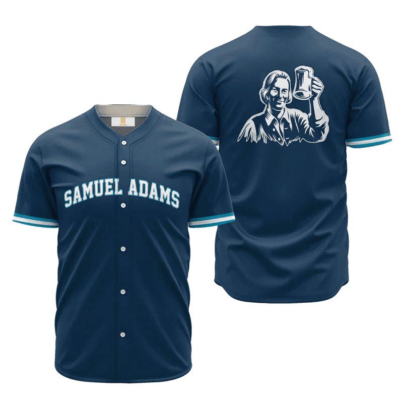 Samuel Adams Navy Blue Basic Baseball Jersey Shirts, Samuel Adams Beer Logo Printed Baseball Jersey, Samuel Adams Unisex Baseball Jersey