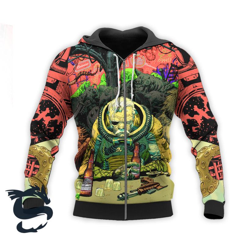 The Old Man Of Fear Agent Drink Budweiser 3D Hoodie, Budweiser Beer Pullover Hooded Sweatshirt, Budweiser Beer Logo 3D Print Unisex Zip Hoodies