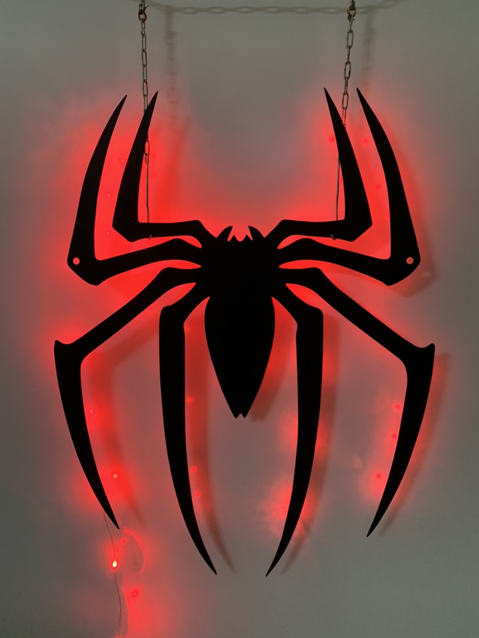 Spider Metal Wall Art With Led Light, Halloween Spider Led Metal Sign, Halloween Spider Kid Room Nursery Metal Wall Decor