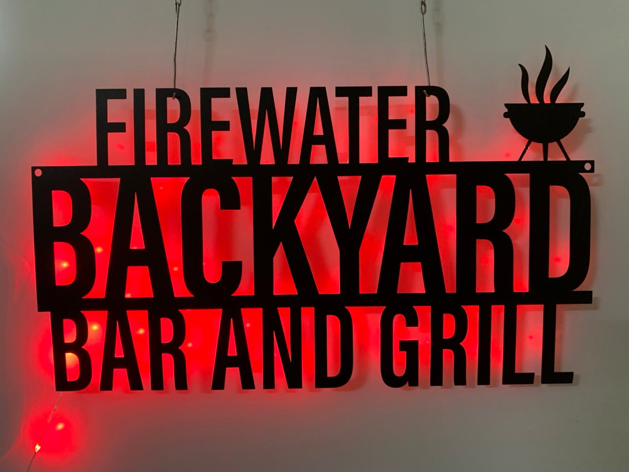 Personalized Bar & Grill Metal Wall Art With Led Lights, Custoom Metal Backyard Patio Name Sign, Backyard Bar And Grill Metal Sign