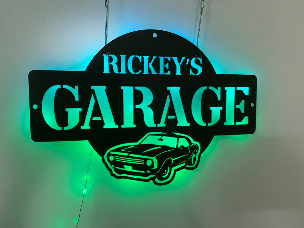 Custom Car Garage Metal Sign With Led Lights, Personalized Metal Car Signs For Garage, Car Garage Man Cave Workshop Metal Wall Art