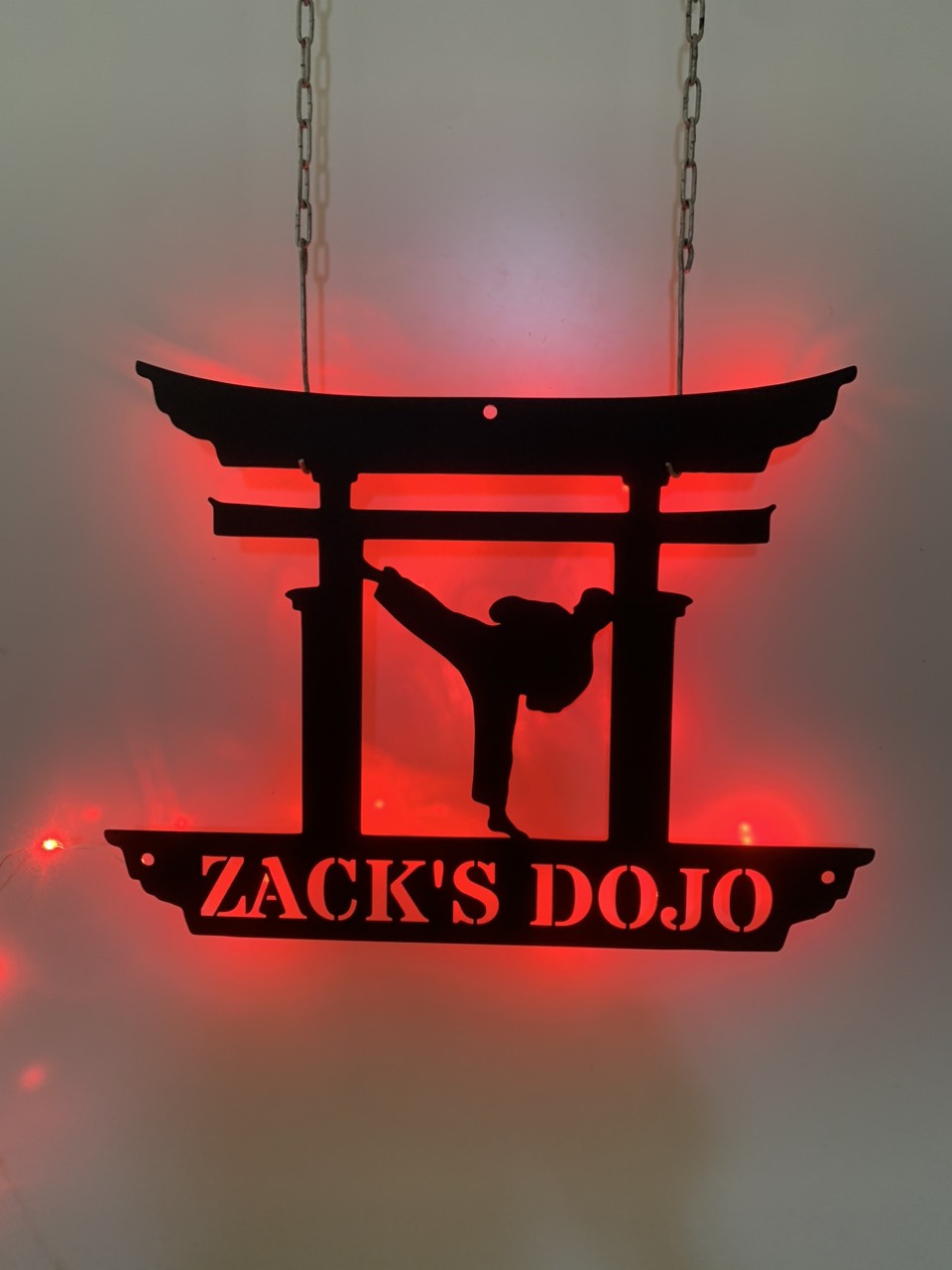 Personalized Karate Dojo Metal Sign With Led Light, Custom Karate Outdoor Metal Wall Hanging, Jiu Jitsu Martial Arts Metal Decor