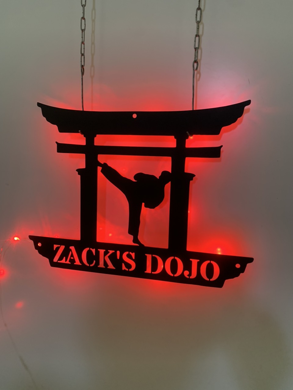 Personalized Karate Dojo Metal Sign With Led Light, Custom Karate Outdoor Metal Wall Hanging, Jiu Jitsu Martial Arts Metal Decor