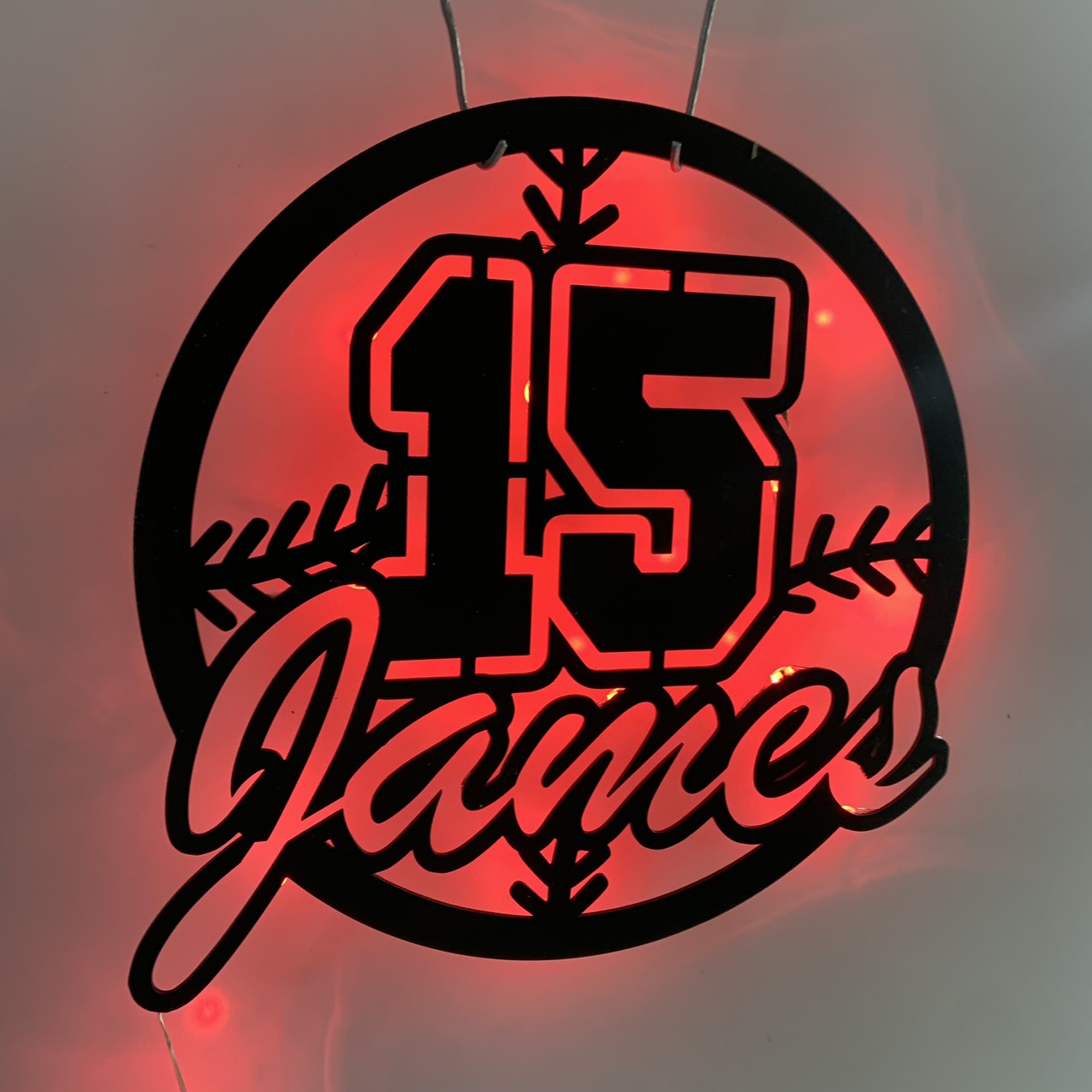 Custom Baseball Metal Wall Art With Led Lights, Personalized Baseball Player Metal Name Sign, Softball Sport Metal Wall Led Decor