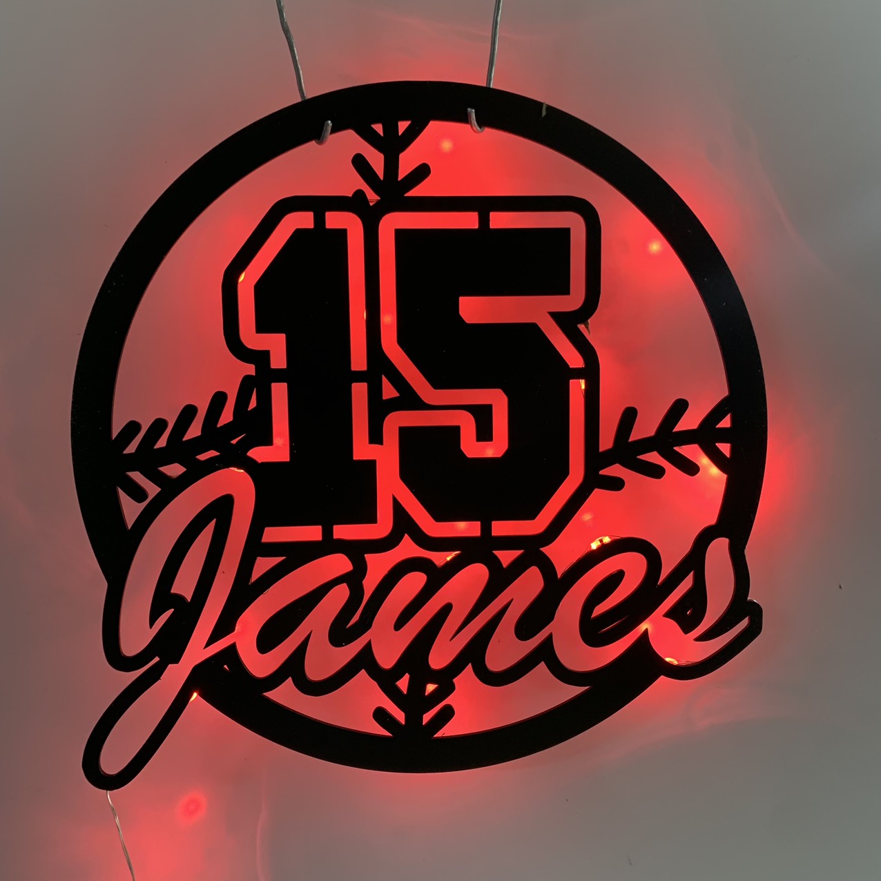 Custom Baseball Metal Wall Art With Led Lights, Personalized Baseball Player Metal Name Sign, Softball Sport Metal Wall Led Decor
