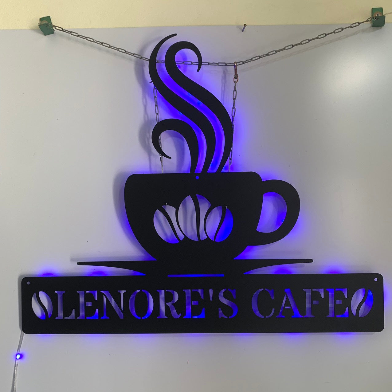 Custom Coffee Bar Metal Sign With Led Lights, Coffee Bar Metal Wall Art Decor, Coffee Cup Metal Sign, Coffee Time Metal Kitchen Decor