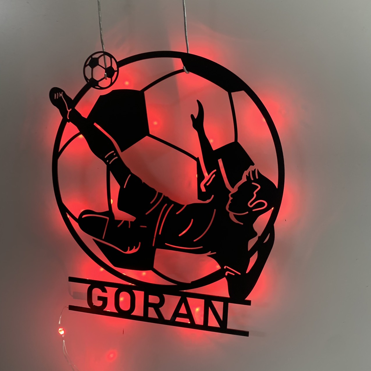 Personalized Soccer Player Metal Wall Art With Led Lights, Custom Football Player Metal Name Sign, Soccer Team Football Club Metal Wall Sign