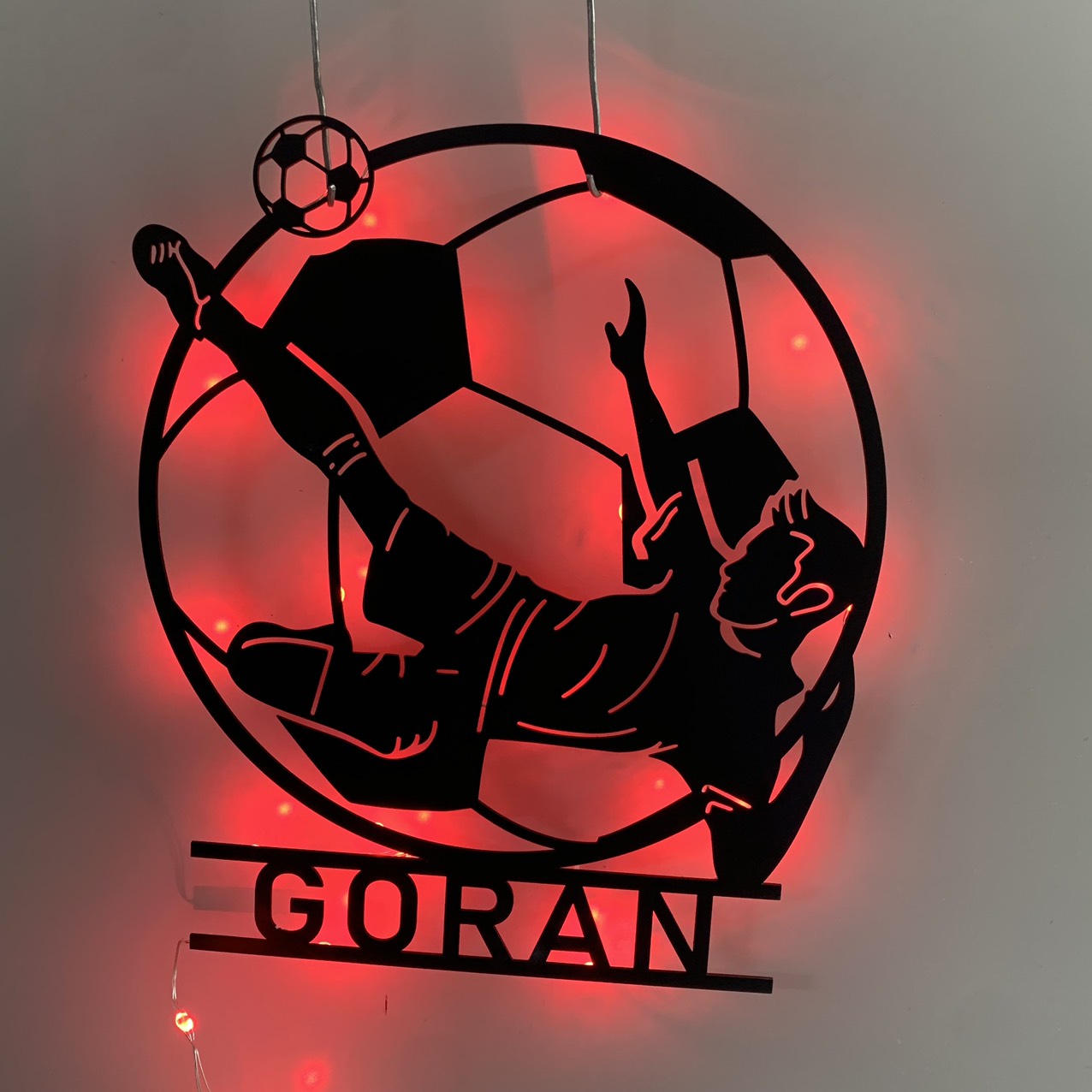 Personalized Soccer Player Metal Wall Art With Led Lights, Custom Football Player Metal Name Sign, Soccer Team Football Club Metal Wall Sign