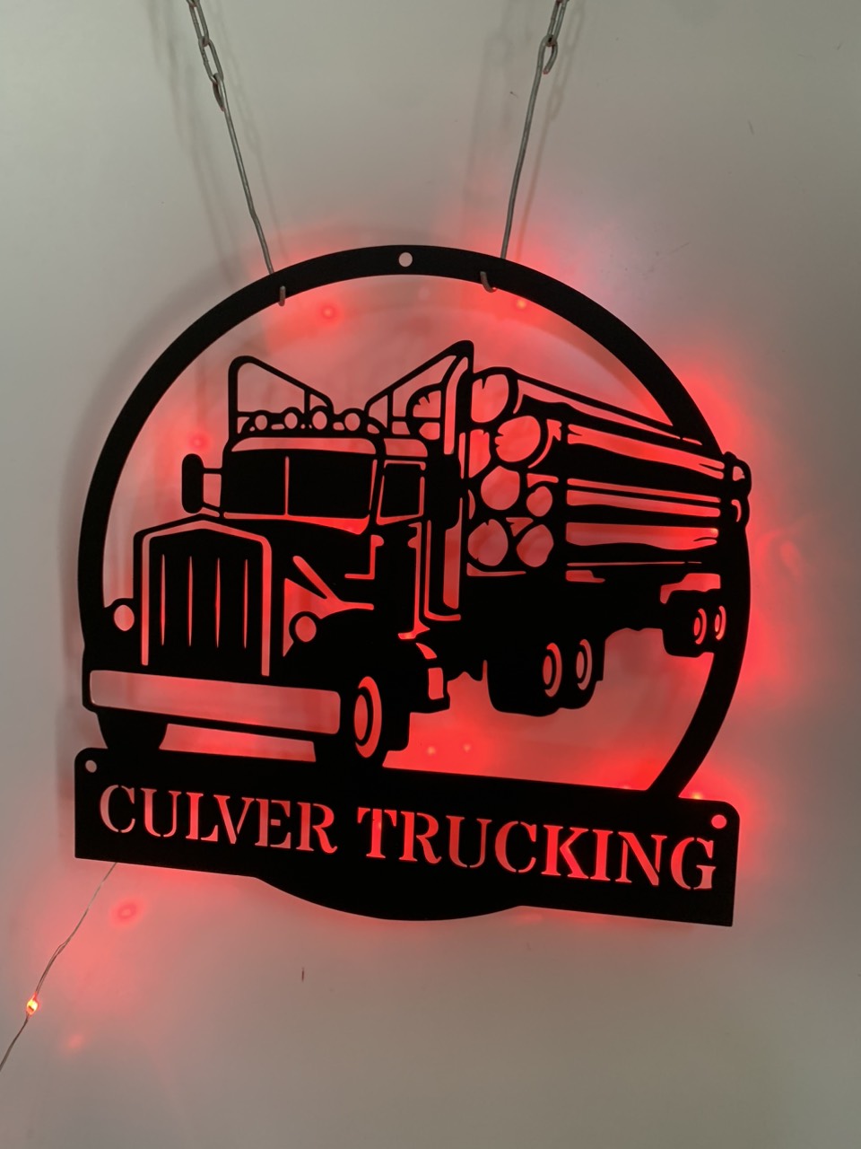 Custom Logging Truck Metal Wall Art Led Light, Personalized Log Truck Driver Metal Name Sign, Log Truck Garage Man Cave Metal Wall Sign