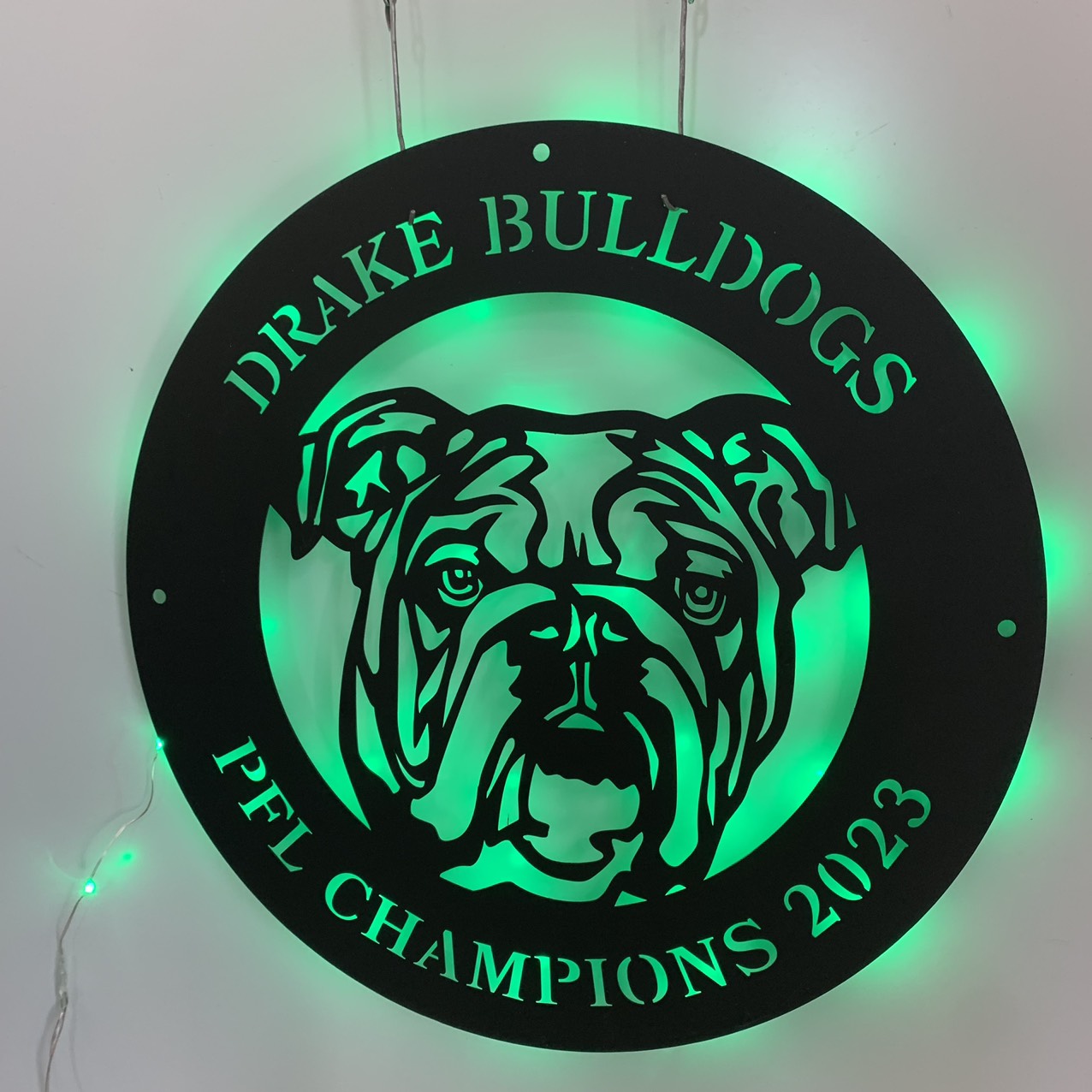 Custom English Bulldog Metal Sign With Led Light, Personalized Bulldog Metal Wall Art, English Bulldog Name Round Metal Signs