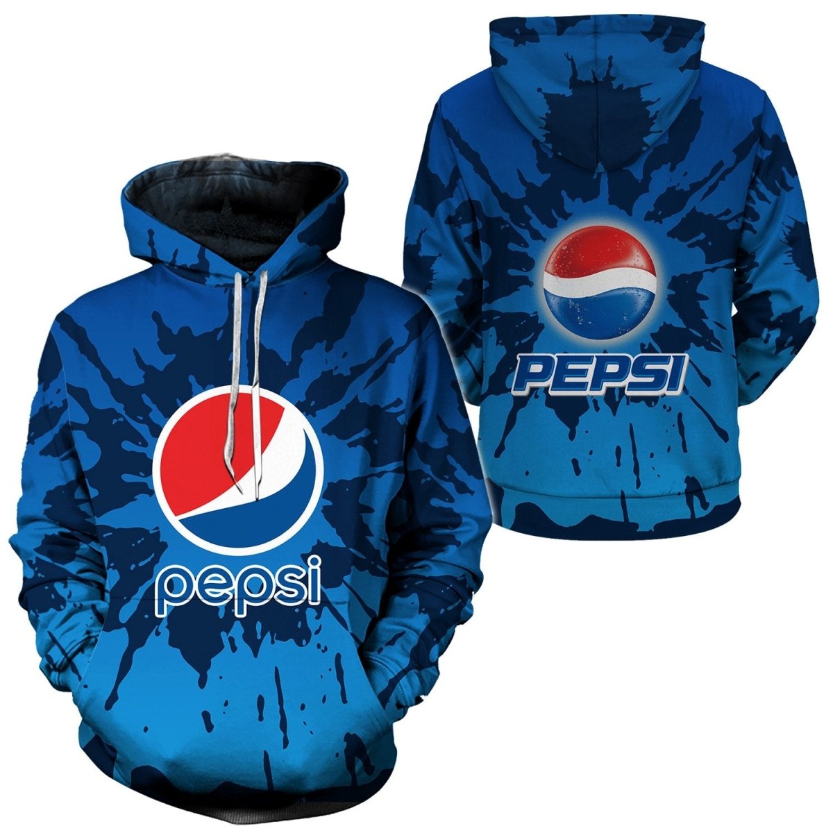Pepsi Tie Dye Pullover Hoodie & Zip Hoodie, Pepsi Tie Dye 3D Printed Unisex Hoodie